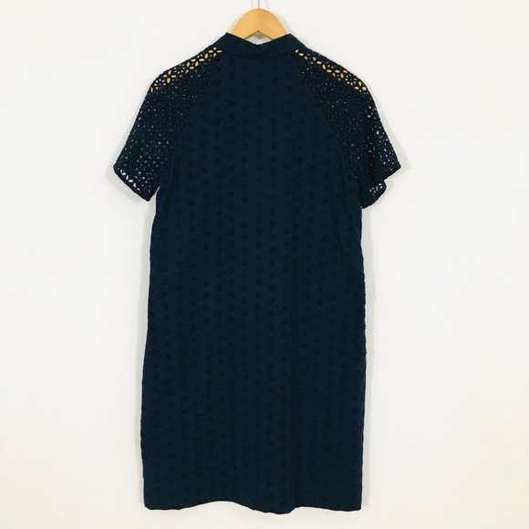 J. Crew Navy Blue Floral Eyelet Shift - 6 - Picture 3 of 6